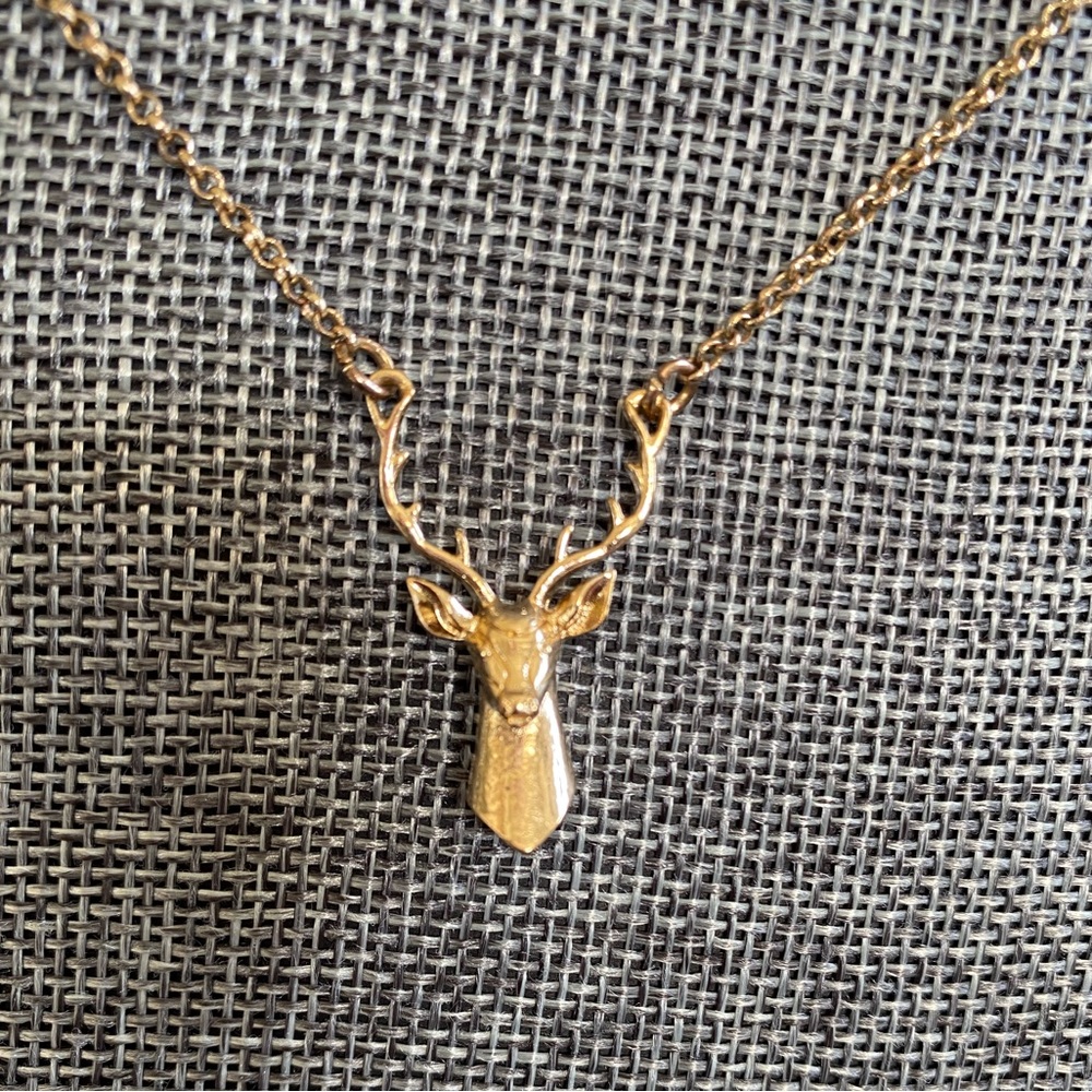 Gold Deer Head Pendant Necklace - Elegant Women’s Jewelry